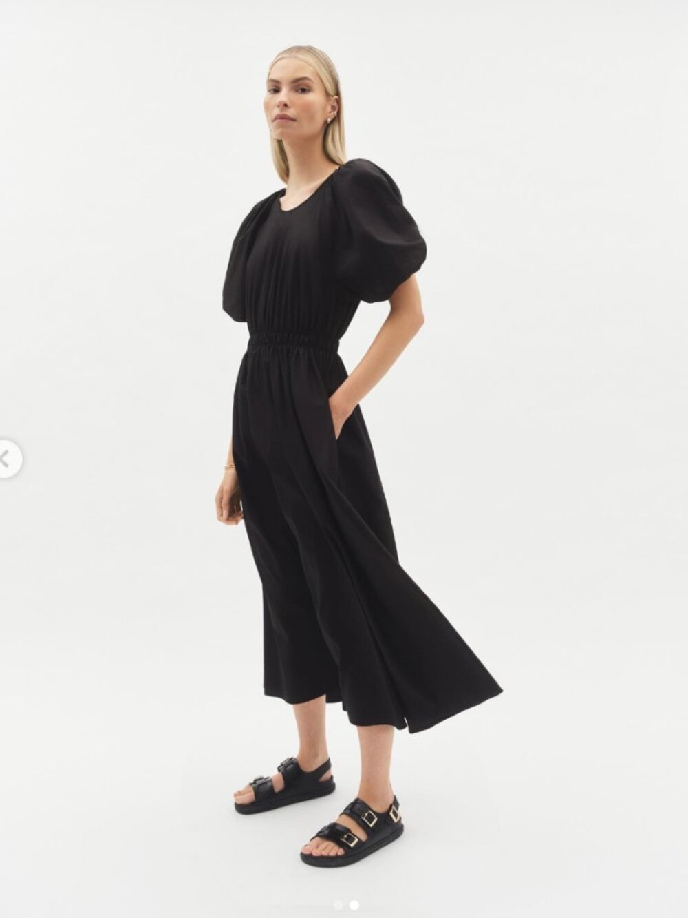G. Label Goop Sheely Puff-Sleeve Midi Dress
